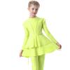 Kids Muslim Swimsuit for Girls 3 Pieces Full Cover Hijab Burkini Swimsuits For Toddler Girl Long Sleeve Swim Top Swim Pants Bathing Suit Modest Islamic Swimwear Fluorescent Yellow 3pcs 7-8 Years view 4