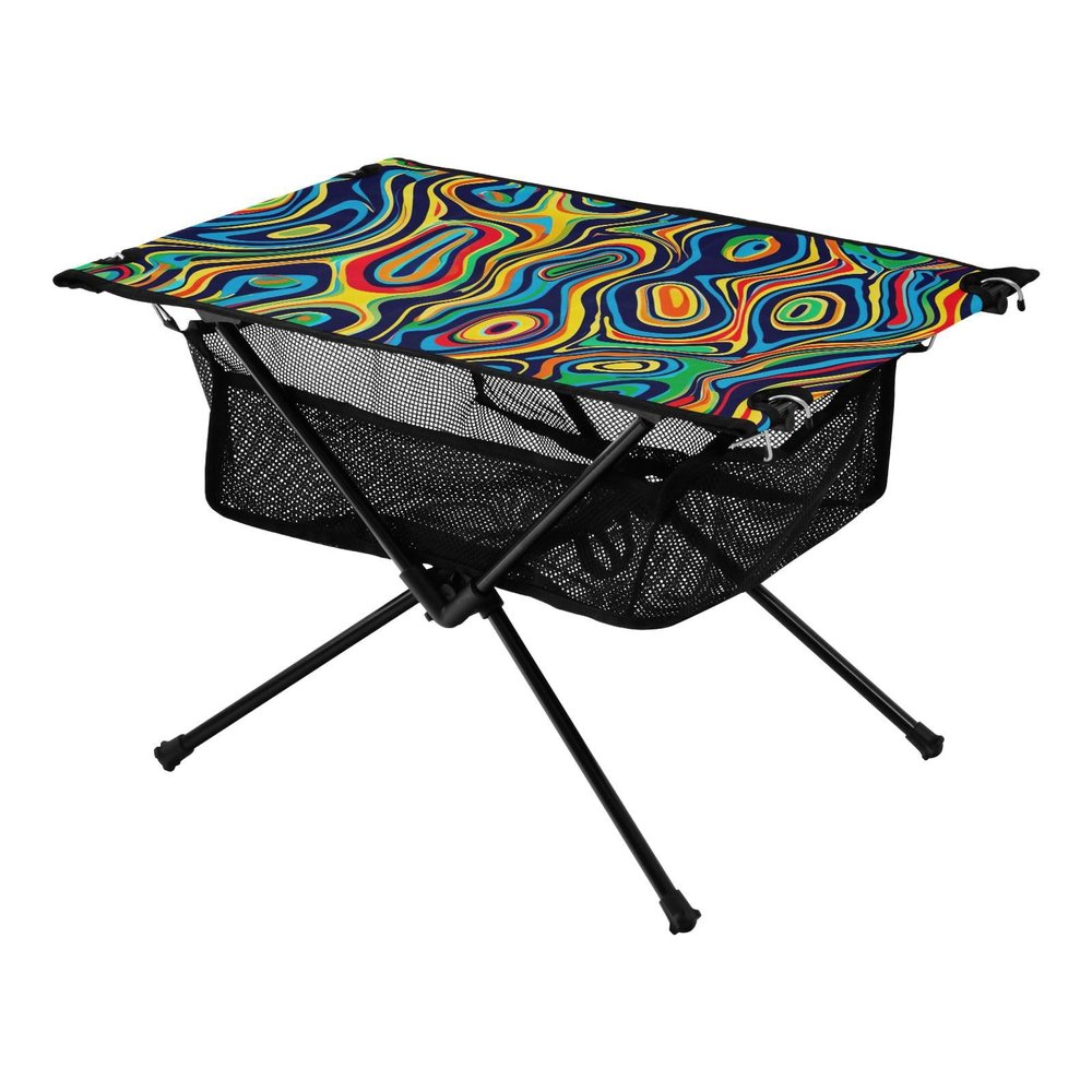 Msyxl Colorful Abstract Pattern Portable Folding Camping Table, Compact Lightweight Beach Table with Carrying Bag for Outdoor Picnics, BBQs, Camp