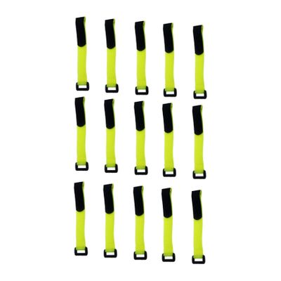 15 Piece Nylon Hook and Loop Cable Management Straps Light Green
