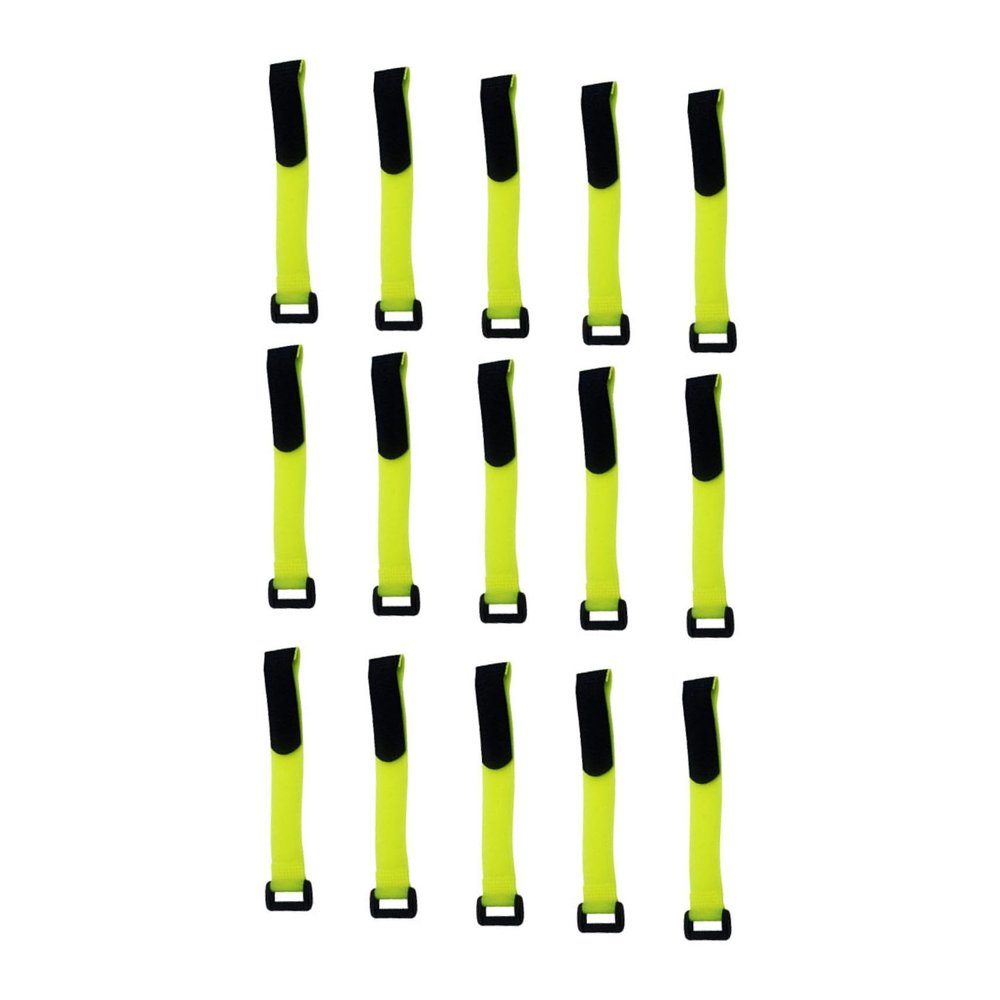 15 Piece Nylon Hook and Loop Cable Management Straps Light Green