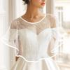 Campsis Wedding Shawls White Bride Dress Cover Up Pearl Bridal Lace Cape for Women view 3