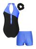 ACSUSS Kids Girls Sleeveless Gymnastic Leotard with Athletic Shorts Hair Scrunchie Biketard Dance Outfits Sets Tracksuit Royal Blue 10 Years view 2