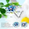 OUFER 2PCS Nose Rings Studs, 316L Surgical Steel 20G Nose Rings L-shaped Silver, Spring Element Butterfly Flower Design Blue Nose Nostril Piercing Jewelry for Women and Men view 2