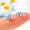 OUFER 2PCS Nose Rings Studs, 316L Surgical Steel 20G Nose Rings L-shaped Silver, Spring Element Butterfly Flower Design Blue Nose Nostril Piercing Jewelry for Women and Men view 4