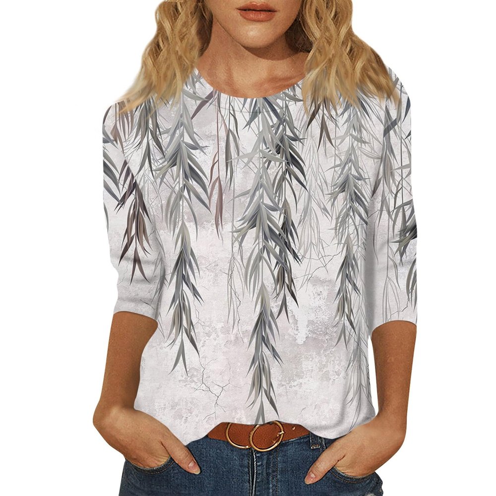 Women 3/4 Sleeve T Shirts Womens Going Out Tops 3/4 Sleeve Blouse Sexy Tops for Women Going Out Tops for Women 3/4 Sleeve Tshirts Shirts for Women Women's 3/4 Sleeve T Shirts Gray XL