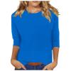 3/4 Sleeve Shirts for Women Womens 3/4 Sleeve Tops and Blouses Dressy Casual Floral Print Crewneck Tshirt Tunic Tops Loose Shirts Graphic Tees Blues Large view 1