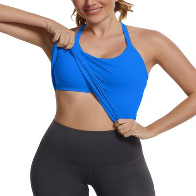 MathCat Seamless Workout Tank Tops with Built in BraRacerback Athletic Tank Tops Ribbed Soft Yoga Shirts
