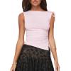 LouVasabuce Womens Summer Basic Ruched Tank Tops 3D Flower Basic Vest Sleeveless Shirt Slim Fit Aesthetic T-Shirt Streetwear (Pink, M), Medium view 1