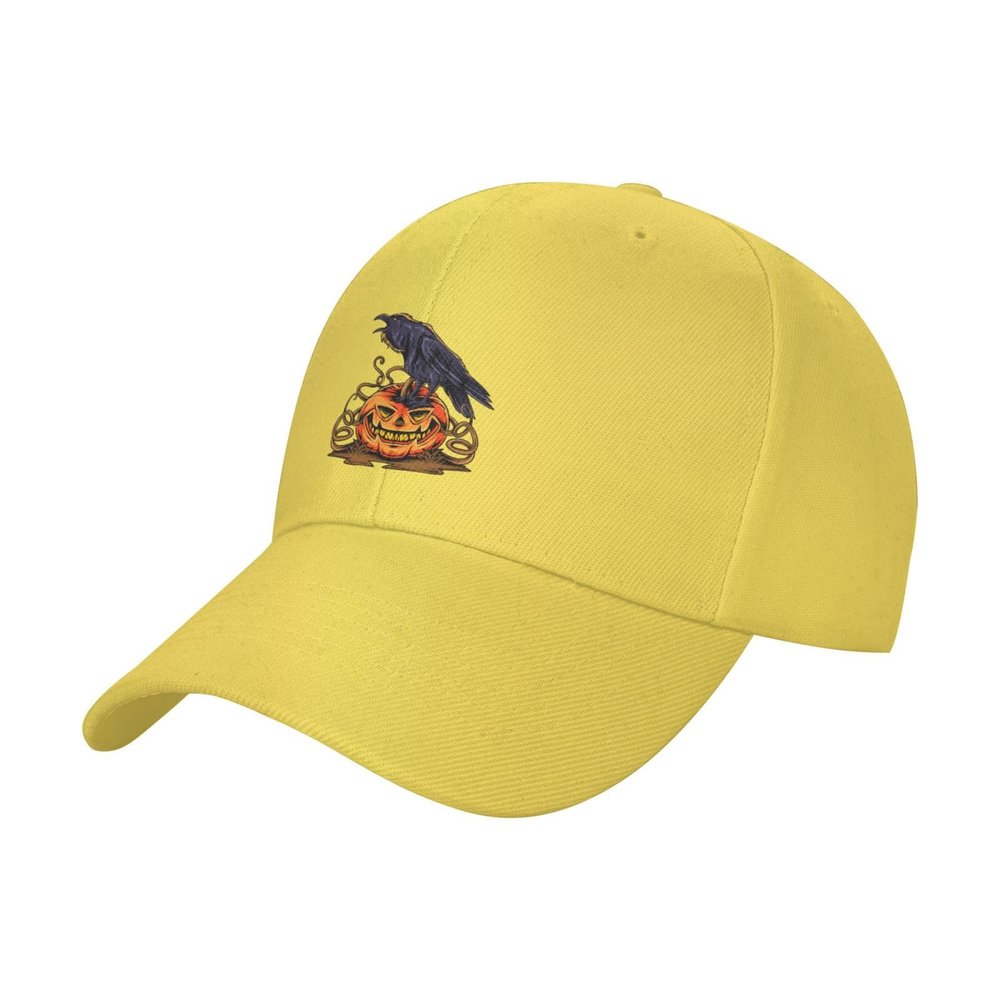 Adjustable Fierce Crows Step on Pumpkins Baseball Caps for Men Women Hat Truck Driver Hats Funny Baseball Cap Yellow