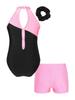 ACSUSS Kids Girls Sleeveless Gymnastic Leotard with Athletic Shorts Hair Scrunchie Biketard Dance Outfits Sets Tracksuit Pink 10 Years view 2