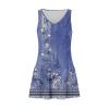 COTECRAM Summer Dresses for Women 2024 Vacation Trendy Sleeveless Floral Print Boho Flowy Beach Dress V Neck Loose Sundress Casual T Shirt Tank Dresses Hawaii Cover Up with Pocket(E Blue,Small) view 3