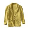xoxingysm Men's Casual Blazer Jacket Cotton Linen Regular Fit Solid Business Work Shacket Lightweight Sports Golf Coat Spring Fall Button Down Overshirt Yellow view 1
