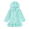 MAYUMMPY Kids Girl Swim Cover Up Swimsuit Zipper Beach Pool Bathing Suit Hoodie Dress Terry Coverup Swimwear (Blue, 4-5 Years) view 1