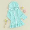 MAYUMMPY Kids Girl Swim Cover Up Swimsuit Zipper Beach Pool Bathing Suit Hoodie Dress Terry Coverup Swimwear (Blue, 4-5 Years) view 4