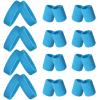 24 Pieces 80s Neon Sweatbands Set, Include 8 Sports Headbands and 16 Sweat Wristbands Elastic Athletic Tennis Sweat Bands Bulk for Man Woman(Sky Blue) view 1