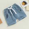 Baby Boys' Toddler 3-Pack Pull-on Jogger Shorts Classic Fit Elastic Waist Shorts Kids Multipacks Pants (Blue Brown Grey, 6-12 Months) view 2