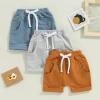 Baby Boys' Toddler 3-Pack Pull-on Jogger Shorts Classic Fit Elastic Waist Shorts Kids Multipacks Pants (Blue Brown Grey, 6-12 Months) view 3