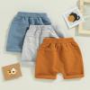 Baby Boys' Toddler 3-Pack Pull-on Jogger Shorts Classic Fit Elastic Waist Shorts Kids Multipacks Pants (Blue Brown Grey, 6-12 Months) view 4