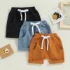 Baby Boys' Toddler 3-Pack Pull-on Jogger Shorts Classic Fit Elastic Waist Shorts Kids Multipacks Pants (Blue Brown Black, 18-24 Months) view 2