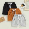 Baby Boys' Toddler 3-Pack Pull-on Jogger Shorts Classic Fit Elastic Waist Shorts Kids Multipacks Pants (Black Brown Grey, 12-18 Months) view 3
