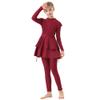Girls Muslim Swimsuit Modest Islamic Swimwear Full Cover Hijab Top Pants 3 Pieces Bathing Suit Girls Rash Guard Swimwear Little Girls Beachwear Surfing Diving Outfits Wine Red 3pcs 9-10 Years view 1