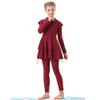 Girls Muslim Swimsuit Modest Islamic Swimwear Full Cover Hijab Top Pants 3 Pieces Bathing Suit Girls Rash Guard Swimwear Little Girls Beachwear Surfing Diving Outfits Wine Red 3pcs 9-10 Years view 4
