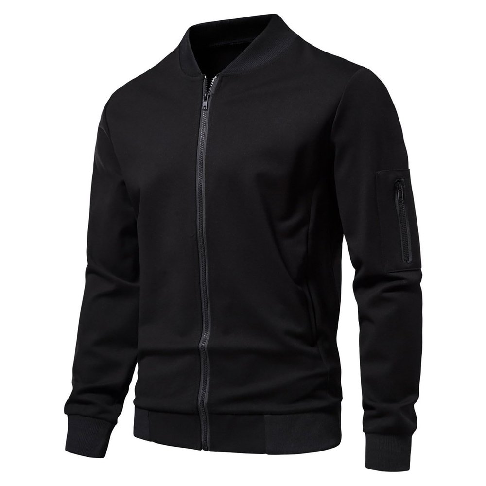 xoxingysm Men's Lightweight Bomber Jackets Light Track Jackets Casual Spring Fall Windbreaker Outdoor Golf Tennis Stylish Sweatshirts Coat for Men Black