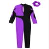 easyforever Kids Girls Long Sleeve Ballet Leotard Full Body Dance Unitard Jumpsuit Bodysuit with Hair Scrunchies Purple 16 Years view 4