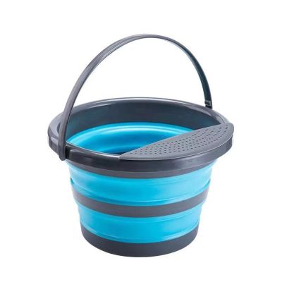 NATTCO Folding Portable Bucket 4L Multifunctional Folding Bucket Portable Folding Bucket Camping Folding Silicone Bucket Outdoor Travel Car Washing Fishing (Color : Blue), HUIM SHSE3 STORE-1