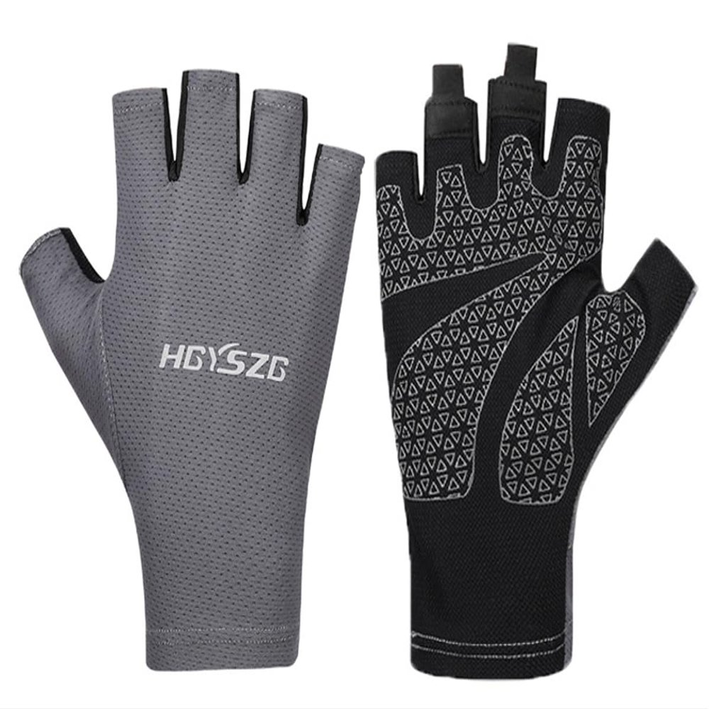 Fingerless Gloves Fishing Gloves Men & Women, Fingerless UV Protaction Gloves Driving Gloves Sailing Gloves Kayak Gloves Paddling Gloves Rowing Gloves, UV Gloves Sun Protection Gloves (Grey, X-Large)