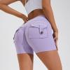 NATHGAM Gym Yoga Shorts for Women Elastic High Waist Workout Shorts Bodycon Stretchy Legging Lounge Sweat Butt Lifting Shorts Purple view 2