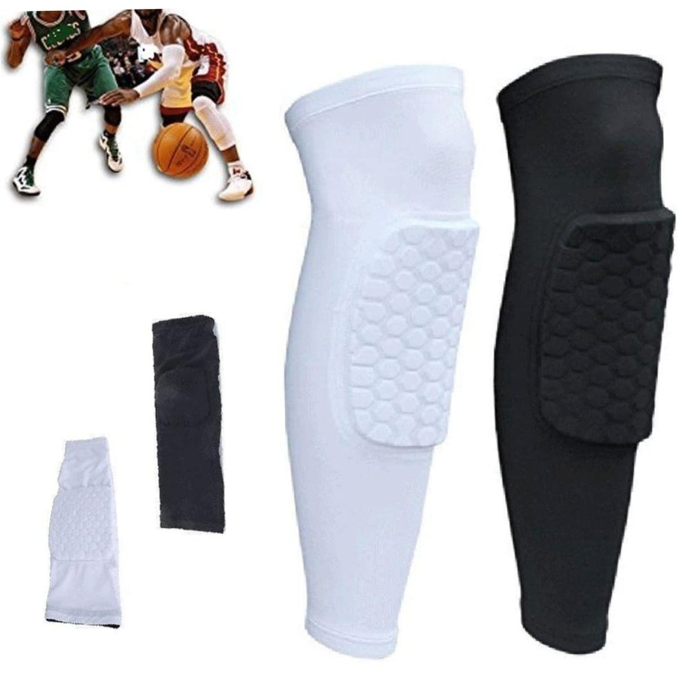 Honeycomb Knee Support Sleeve Long Sleeve Protector Brace Size L White