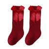 UTTPLL Toddlers-Leggings-Ruffled-Uniform-Stockings Baby Girls Bow Knee High Socks Long Cotton Tube Socks Infant Boys Boot Dress Socks Wine Red 6-18 Months view 1