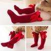 UTTPLL Toddlers-Leggings-Ruffled-Uniform-Stockings Baby Girls Bow Knee High Socks Long Cotton Tube Socks Infant Boys Boot Dress Socks Wine Red 6-18 Months view 3