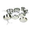 GOOHOCHY 8pcs Stainless Steel Outdoor Cookware Set Portable Picnic and Camping Cookware with Handles Includes Pots Pans Plates and Cups for Hiking and Barbecue Silver view 1
