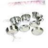 GOOHOCHY 8pcs Stainless Steel Outdoor Cookware Set Portable Picnic and Camping Cookware with Handles Includes Pots Pans Plates and Cups for Hiking and Barbecue Silver view 2