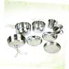 GOOHOCHY 8pcs Stainless Steel Outdoor Cookware Set Portable Picnic and Camping Cookware with Handles Includes Pots Pans Plates and Cups for Hiking and Barbecue Silver view 3