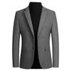 DGHM-JLMY Men's Tweed Wool Blend Blazer Modern Luxury Winter Sport Coat Classic Fit 2 Button Business Suits Jacket (Large,Grey) view 1