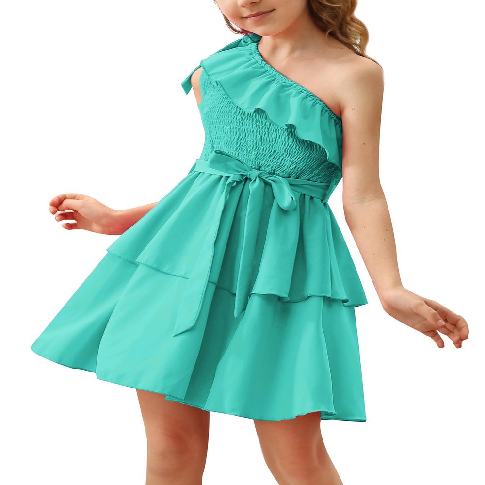 Danna Belle Girl Summer Dress Size 10-12 One Shoulder Green Party Flower Birthday Gifts Teen Girls