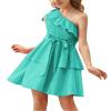 Danna Belle Girl Summer Dress Size 10-12 One Shoulder Green Party Flower Birthday Gifts Teen Girls view 1