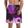 Palm Tree Purple Sunset Men's Standard Quick Dry Swim Trunk,Casual Mens Swim Trunks with Mesh Lining view 1