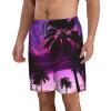 Palm Tree Purple Sunset Men's Standard Quick Dry Swim Trunk,Casual Mens Swim Trunks with Mesh Lining view 2