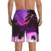 Palm Tree Purple Sunset Men's Standard Quick Dry Swim Trunk,Casual Mens Swim Trunks with Mesh Lining view 3