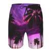 Palm Tree Purple Sunset Men's Standard Quick Dry Swim Trunk,Casual Mens Swim Trunks with Mesh Lining view 4