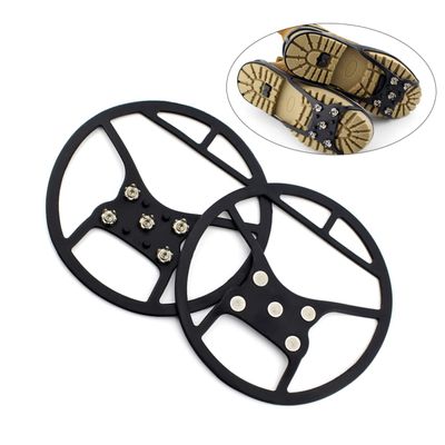 HANABASS Ice Cleats for Shoes - Silicone Manganese Steel Teeth Crampons Traction Overshoes for Hiking Climbing and Walking Black