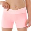 Girls Athletic Shorts Slim Tummy Control V Cross Waist Short Leggings Bike Dance Gymnastics Shorts Pink view 1