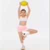 Girls Athletic Shorts Slim Tummy Control V Cross Waist Short Leggings Bike Dance Gymnastics Shorts Pink view 2