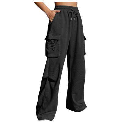 NineFit Basics Sweatpants Women High Waisted Wide Leg Pants Baggy Casual Cargo Sweatpants Athletic Trouser Workout Jogger with Pockets, Medium, A01_black