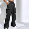 NineFit Basics Sweatpants Women High Waisted Wide Leg Pants Baggy Casual Cargo Sweatpants Athletic Trouser Workout Jogger with Pockets, Medium, A01_black view 2