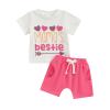 Baby Girl Shorts Set I Get My Attitude from All Women Funny Letter Print Tops+Solid Shorts 2Pcs Toddler Summer Outfit (Mama's Bestie Rose, 6-12 Months) view 1